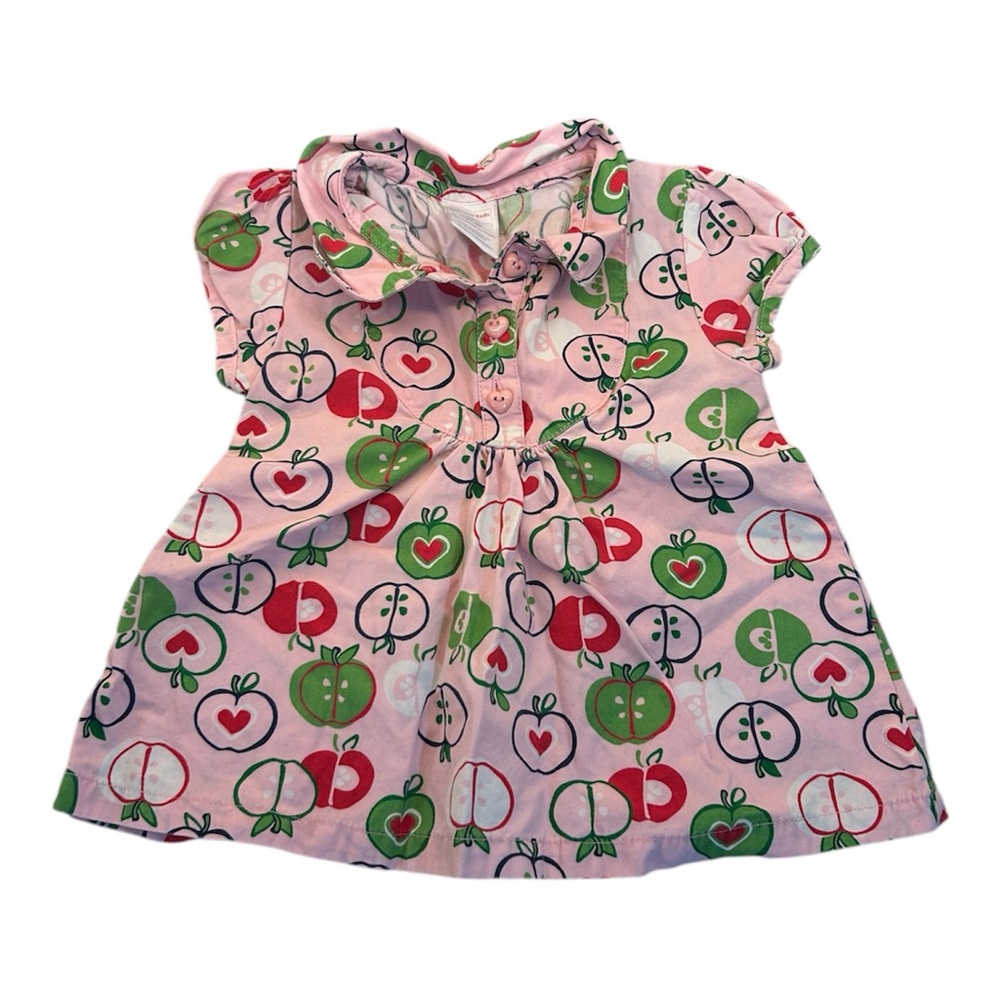 Vintage Wonderkids‎ Pink Apple Print Top Heart Buttons Toddler Girls